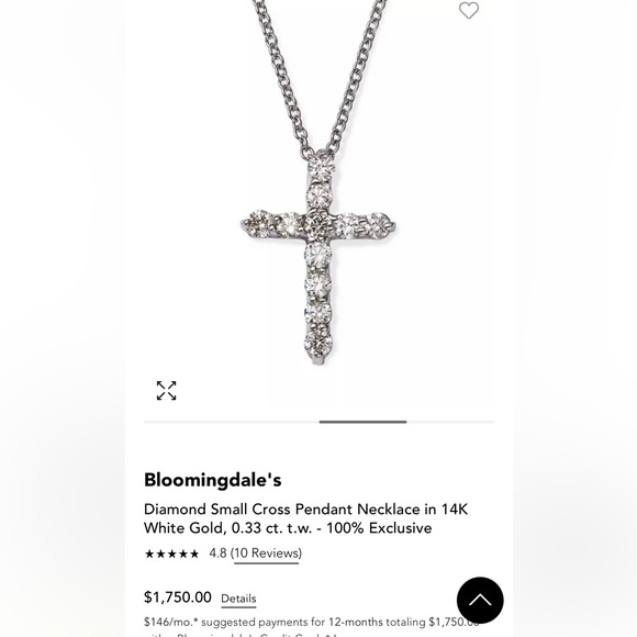 Exclusive Bloomingdale’s Diamond Cross Necklace. - Picture 2 of 11